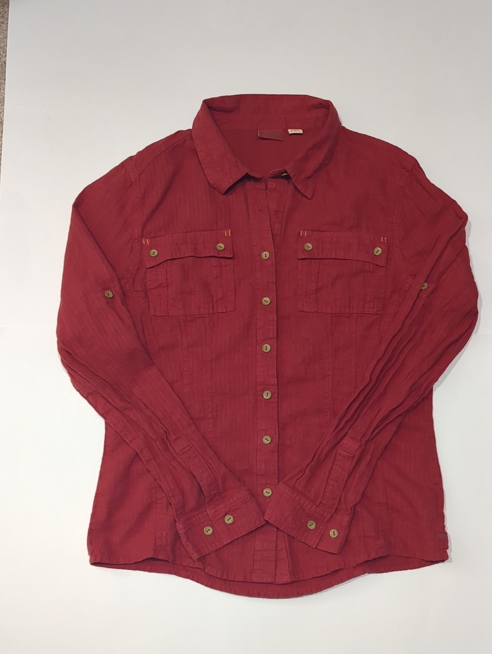 Gramicci Women's Red Hemp & Organic Cotton Long Sleeve Button Down Shirt